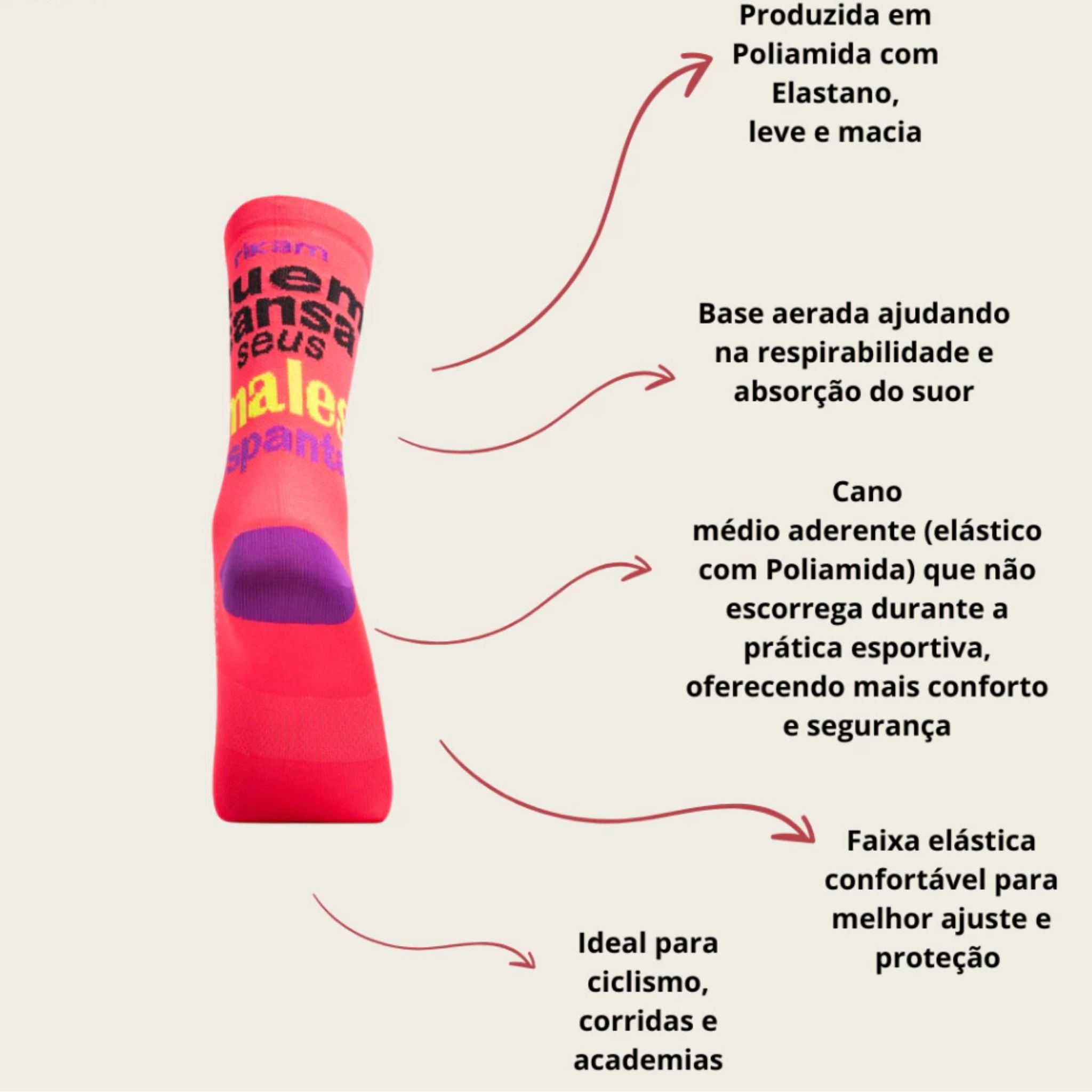 Meia Performance Feminina Cano Médio – Conforto, Estilo e Segurança em Movimento - Stride Up