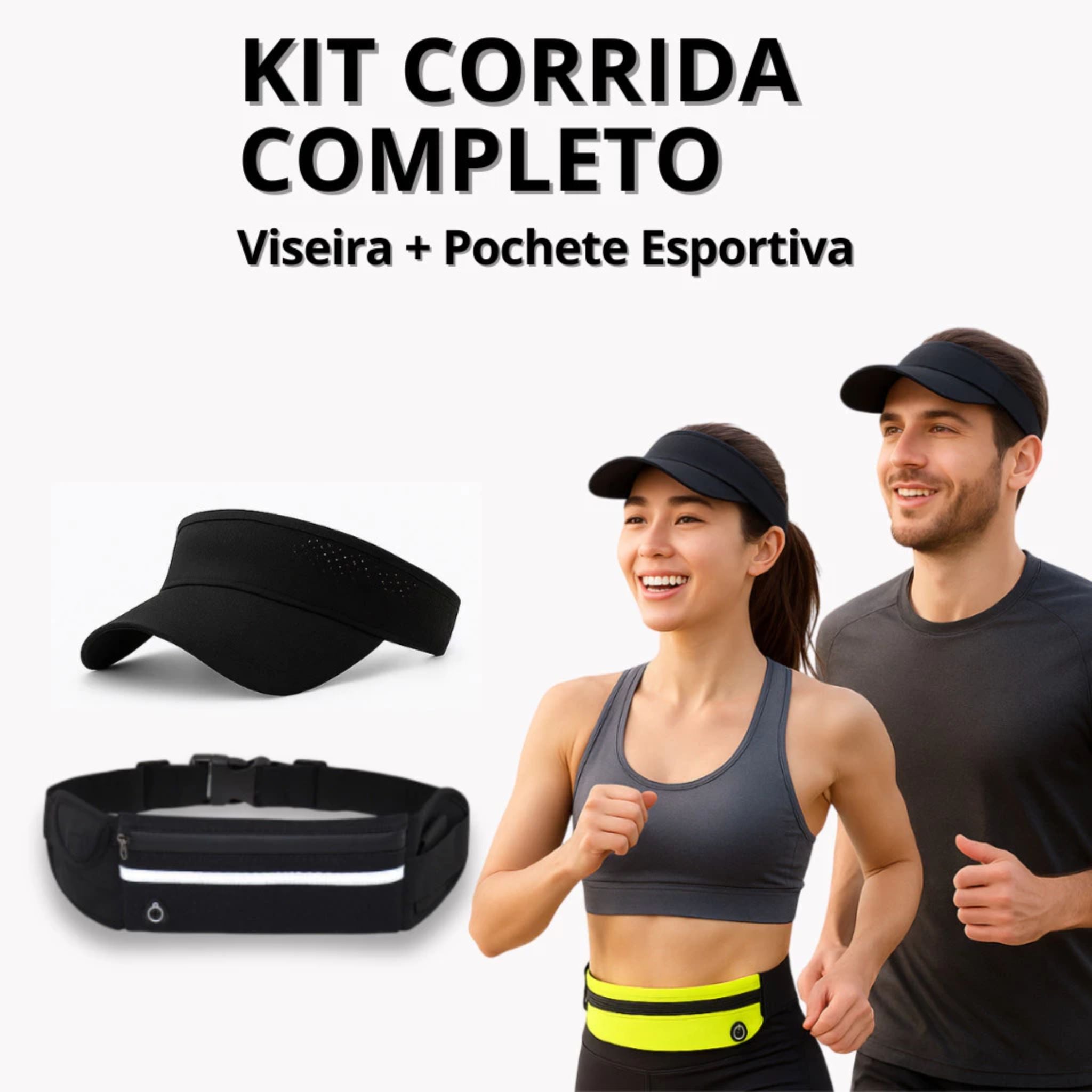 Kit Corrida Stride Up - Pochete Impermeável + Viseira Dry Fit
