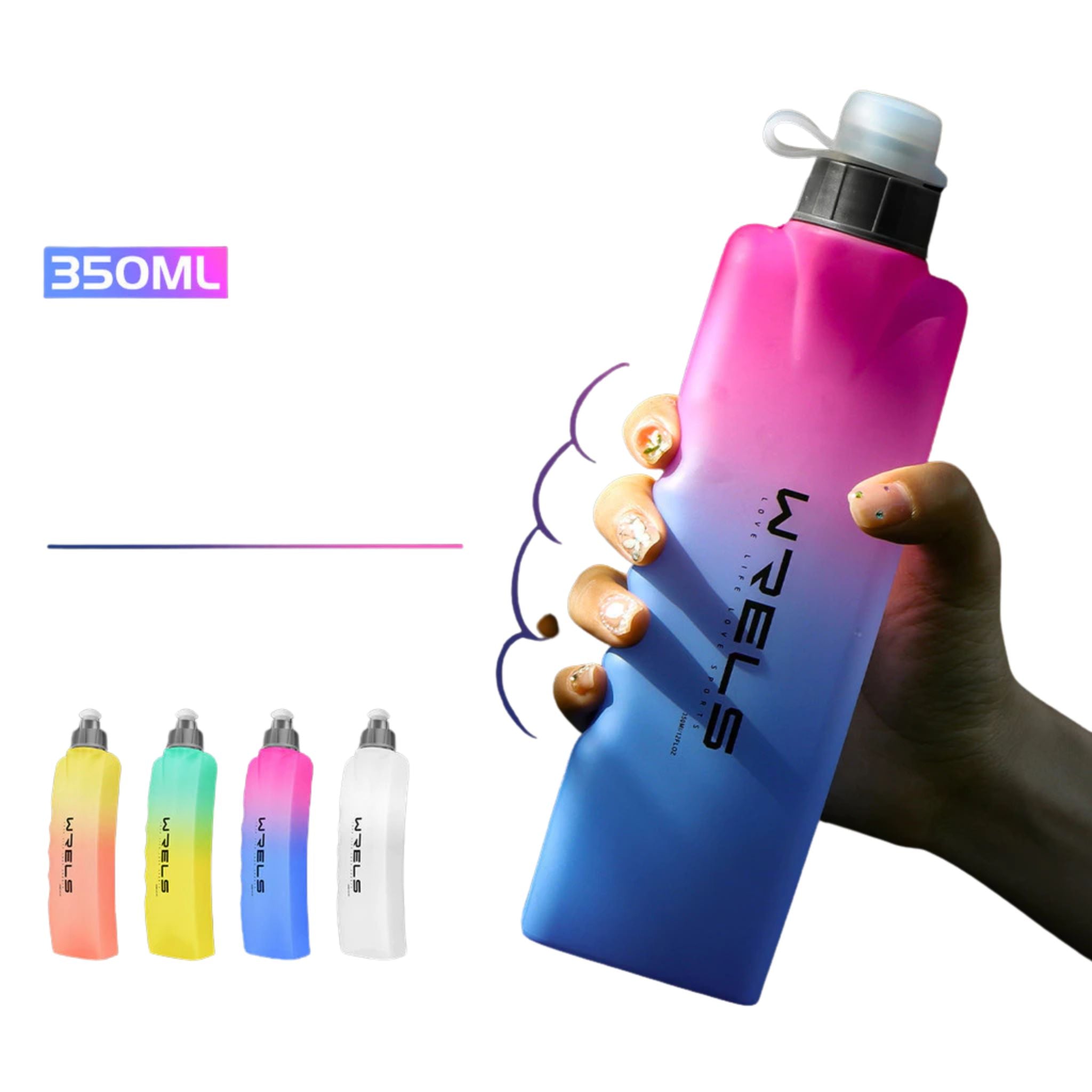 Garrafa de Água Curva WRELS 350ml – Hidratação Outdoor com Conforto e Segurança - Stride Up