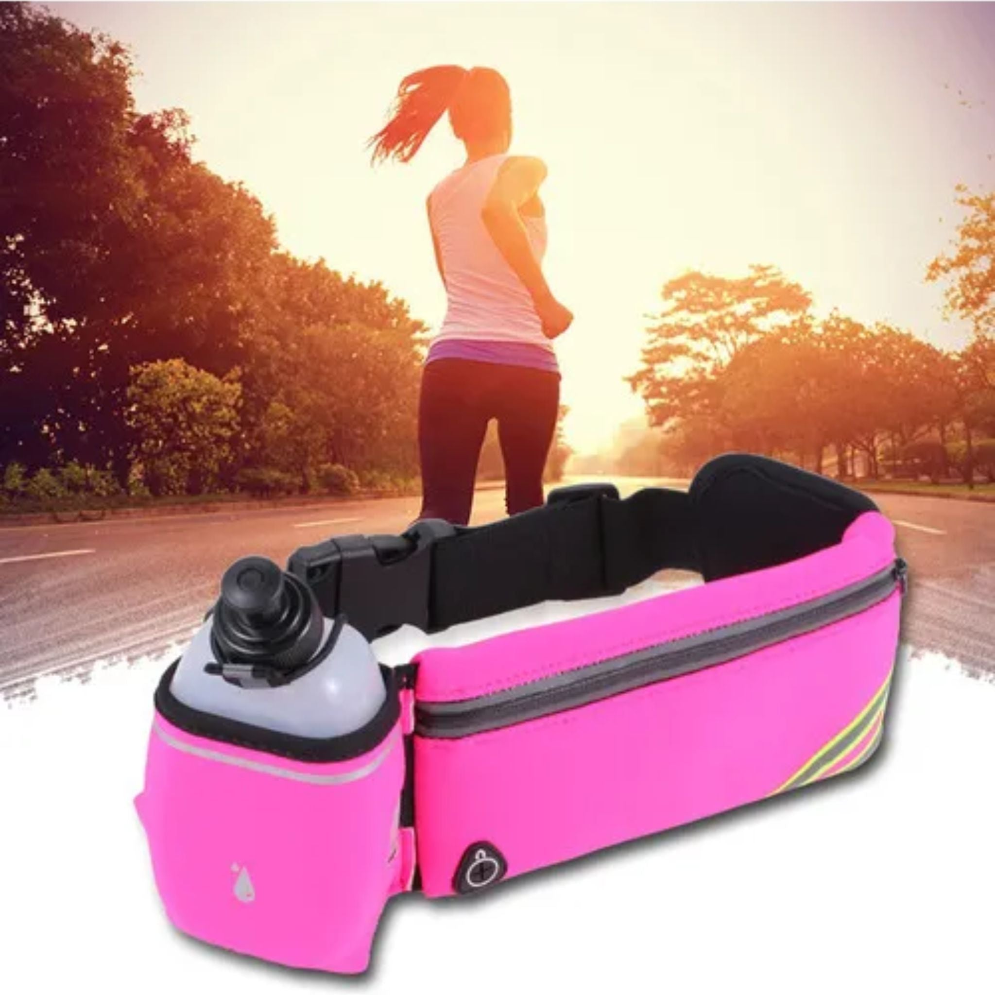 Cinto de Hidratação Impermeável – Suporte para Garrafa e Bolso Seguro - Corrida e Ciclismo - Stride Up