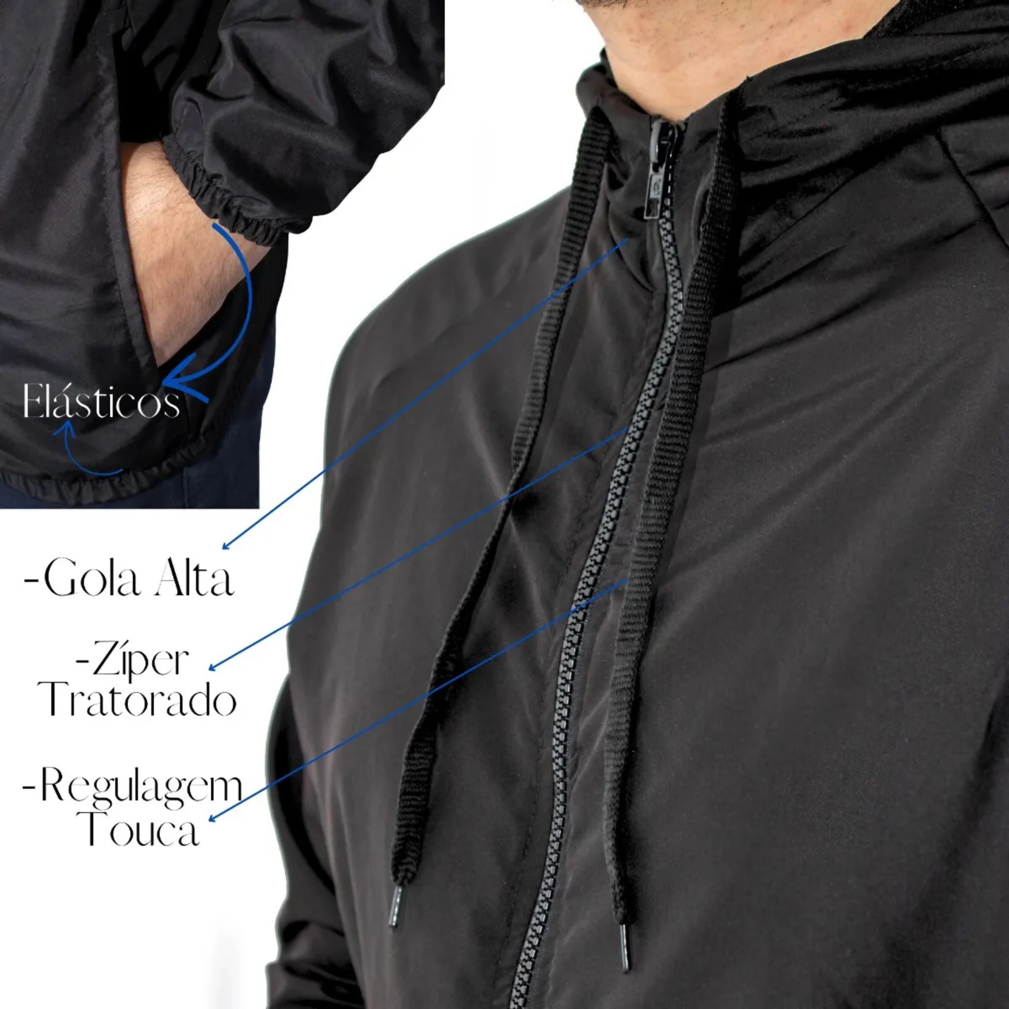 Jaqueta Corta-Vento Masculina Tactel – Proteção Leve para Corridas no Frio - Stride Up