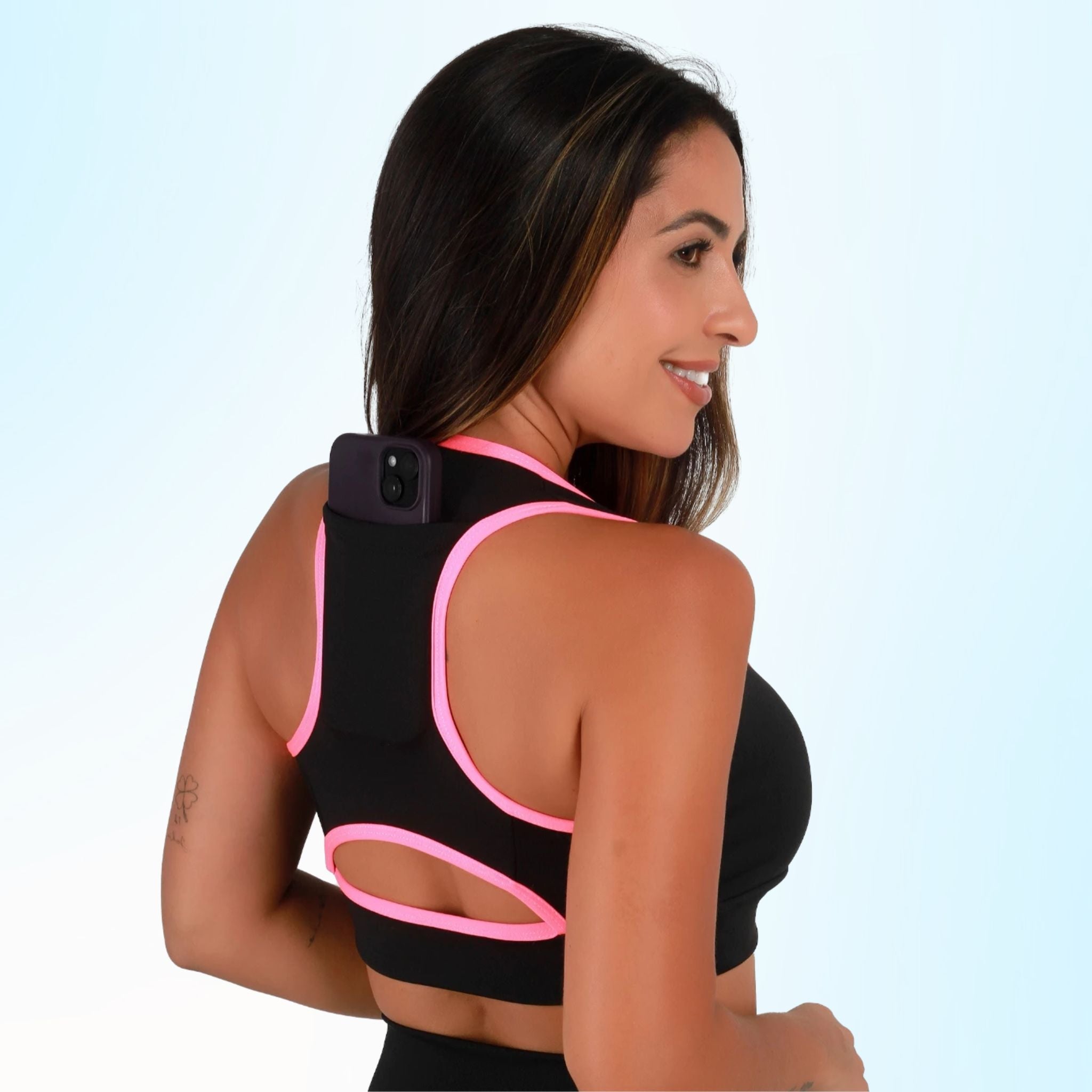Top Feminino Fitness Corrida com Bolso Porta Celular – Stride Up