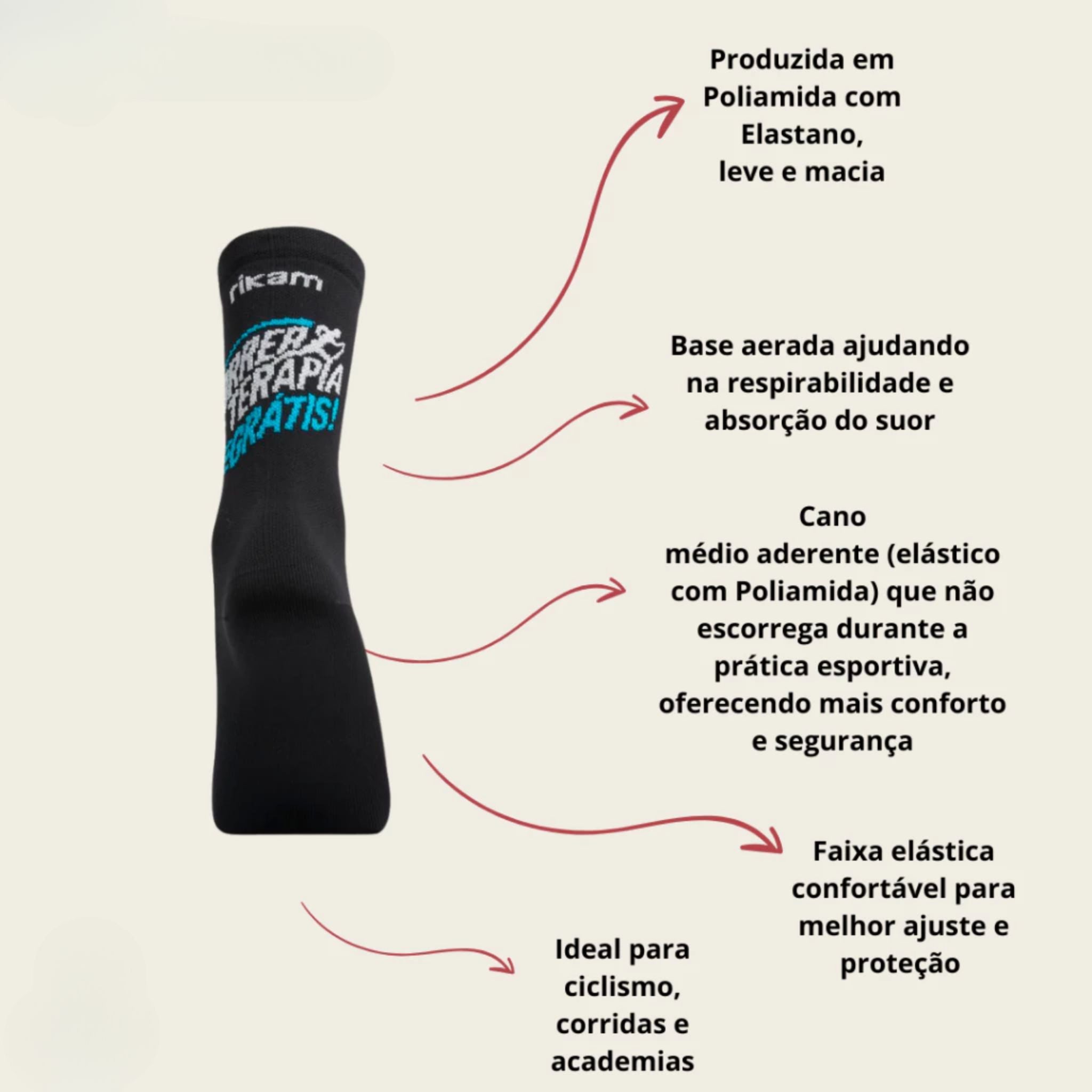 Meia de Corrida Masculino Rikam – Performance, Estilo e Conforto em Cada Passo7